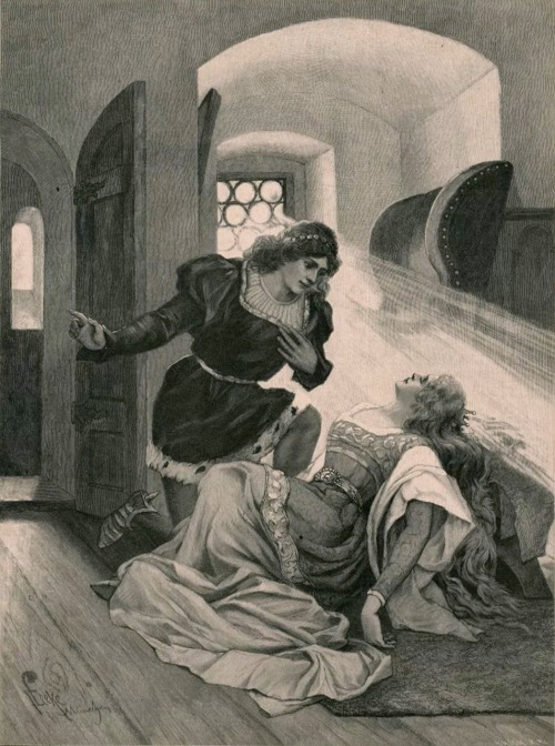 Dornröschen / The Sleeping Beauty.Magazine print from Das Buch für Alles, Germany.1903.Art by Ferdin