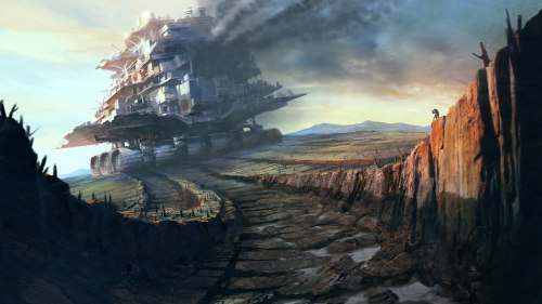 intertwined-streetlights:illustrations of the cities from my favourite book, Mortal Engines.First on