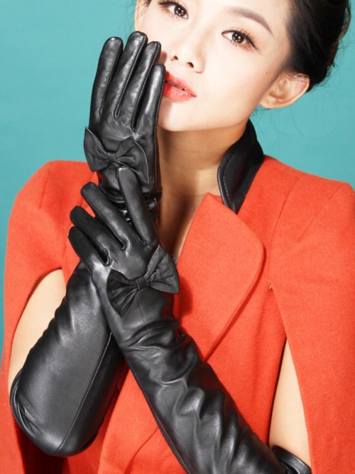 black leather gloves