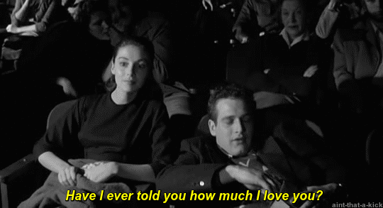 aintthatakick:  Pier Angeli and Paul Newman go to the movies in Somebody Up There