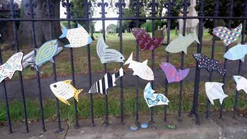 Children’s Artwork on display.Snapped at St. Nicholas Parish Church, Stillington, North Yorkshire. E