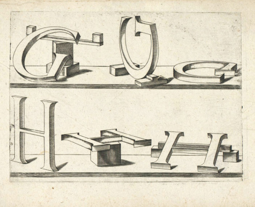 Stephan Michelspacher, Antiqua Capitals, early 17th century. Engraving. “Die Buchstaben in perspekti