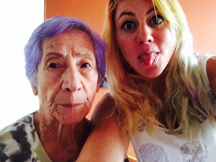 delusional-ideas:  I dyed my grandma’s hair purple :3 she looks so cute :3 