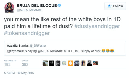 sgtspaghettio: netscape94: Do not let these tweets be unseen. Azealia Banks is a disgusting, racis