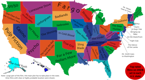 mapsontheweb:IMDB Top Rated films set in each US state.More movie maps >>
