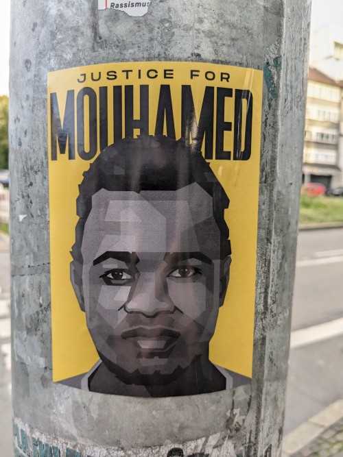 Sticker In Dortmund, Germany In Memory Mouhamed D, A 16-year-old Unaccompanied Minor From Senegal, Who