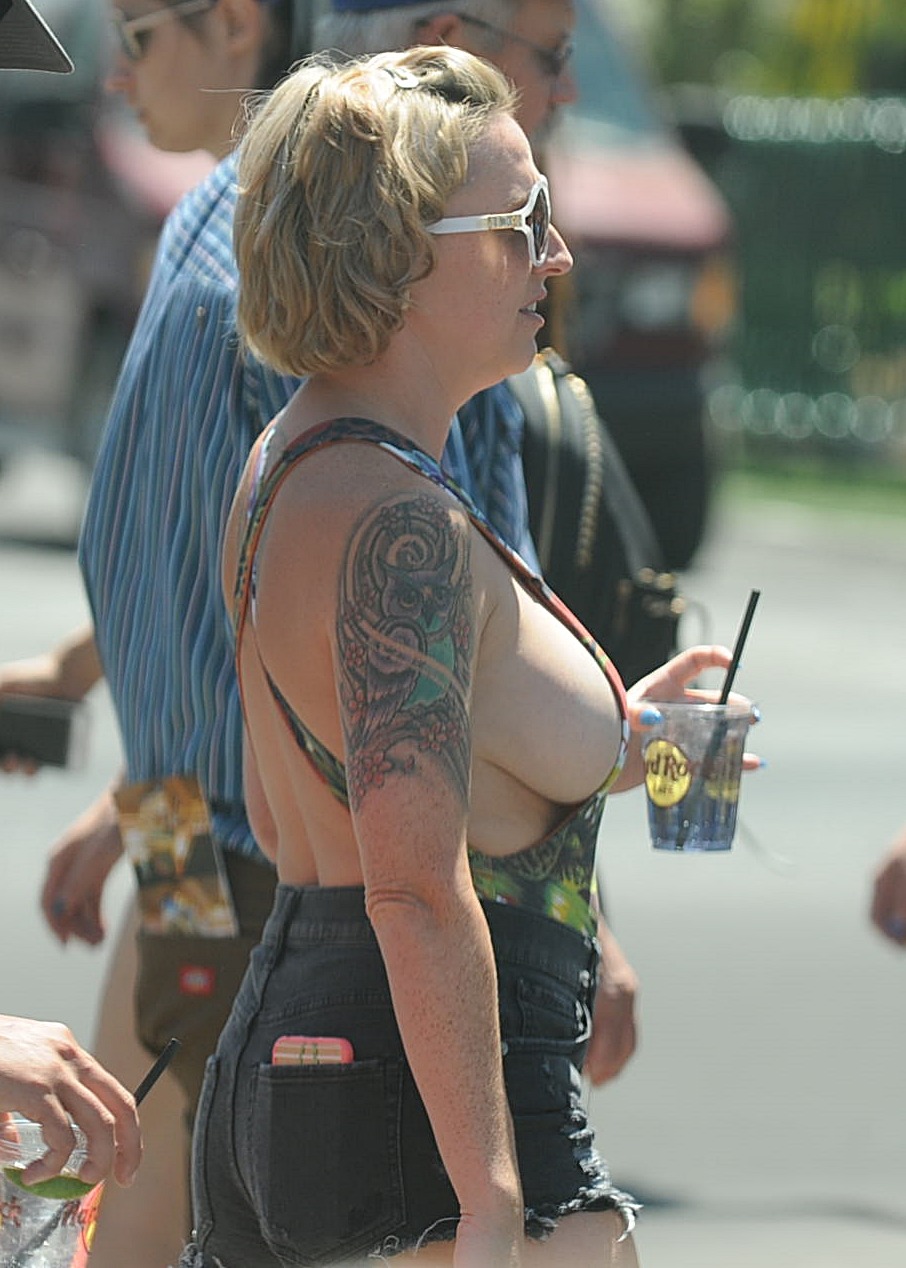 I did get a few shots in focus of her massive side boobie.