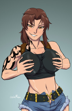 stickymonart:  Cumbustable RevyCumbust commission for EvilloveR of Revy from Black Lagoon