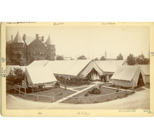 Boston City Hospital tents in yard, Spanish-American War, homeopathic hospital, East Concord Street 