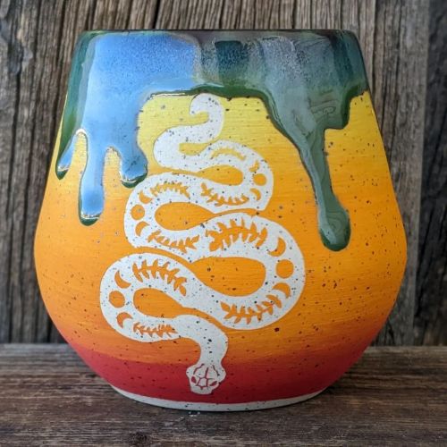 Can never have enough snakes. . . #pottery #rainbow #ceramicartist #clayartist #serpent #snakes #s