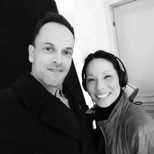 elementarystan:  @jonnyjlm  @lucyliu directing again! I look terrible in this photo but #IDGAF 