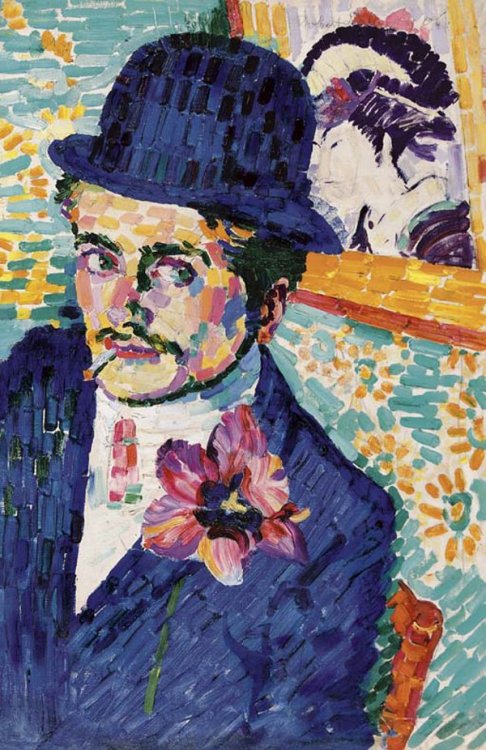 Portret van Jean Metzinger (L'homme à la tulipe )  -  Robert Delaunay 1906 French  1885-1941