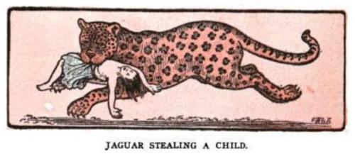 mudwerks:the-two-germanys:Jaguar stealing a child. Charley Circus: In the Wilds of BrazilWilliam Jam