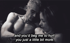 raavynndigital:  onegirlinalltheworld:        I get this chip out, you and me are gonna have a confrontation.         This gif makes me want Buffy SO BAD.