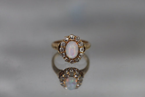 allaboutrings:Antique Crystal Opal and Diamond Ring