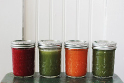 happyvibes-healthylives:  Homemade Juices Beet Apple Carrot  Apple Fennel Grapefruit Carrot Kale Pear 