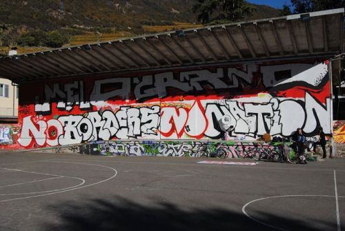 “No Borders, No Nation” by Melograno Crew in Bolzano, italy