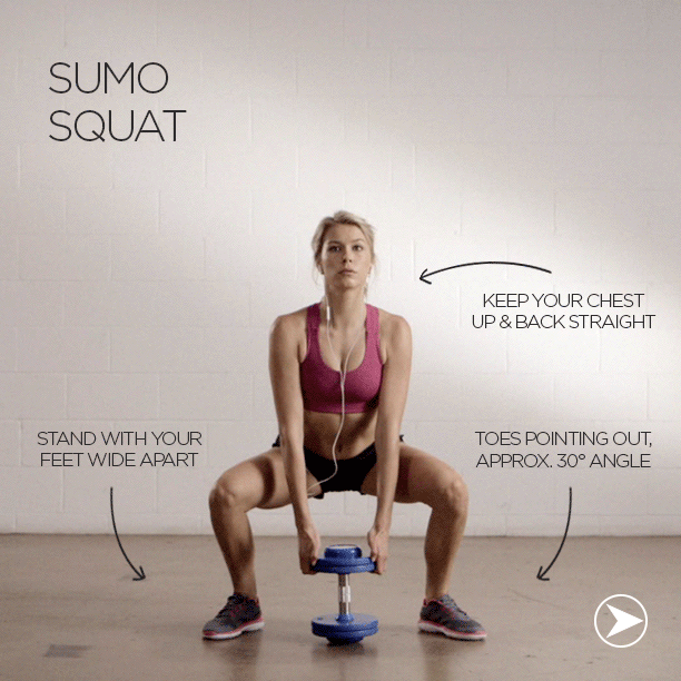 zovafit:  Dumbbell Sumo Squat: Perfect for shaping your butt &amp; inner thighs.