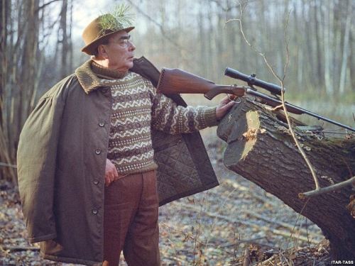 Soviet leader Leonid Brezhnev hunting in Ukraine, 1973.