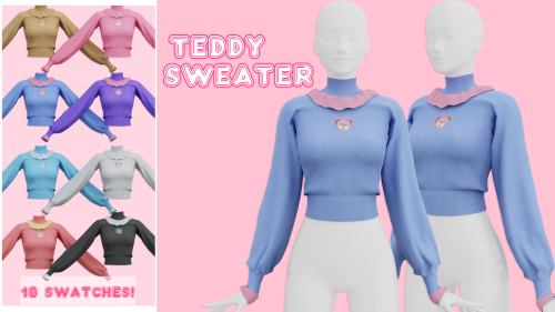 punchyo:♡ Teddy Sweater ♡♡ Mesh by me♡ 18 Swatches♡ All LODS♡ HQ♡ Custom Thumbnail ♡ Female Frame Ta