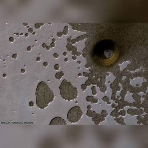 An Unusual Hole in Mars #nasa #apod #mro #hirise #jpl #marsreconnaissanceorbiter #mars #planet #hole #crater #ice #solarsystem #space #science #astronomy