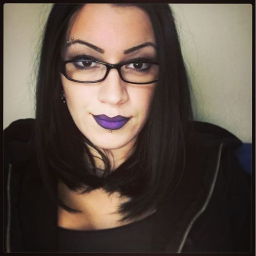 cassandracainxxx:  Sporting purple lipstick today. #NYX #mattelipcream  Lipstick Glasses: Cassandra 