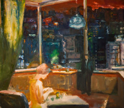 ilovetocollectart:  Elmer Bischoff - Interior with Cityscape, 1969 