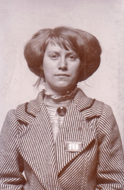 Mugshot of Ebba Johansson, 1911, Sweden. She was a prostitute, but the reason for her arrest is not 