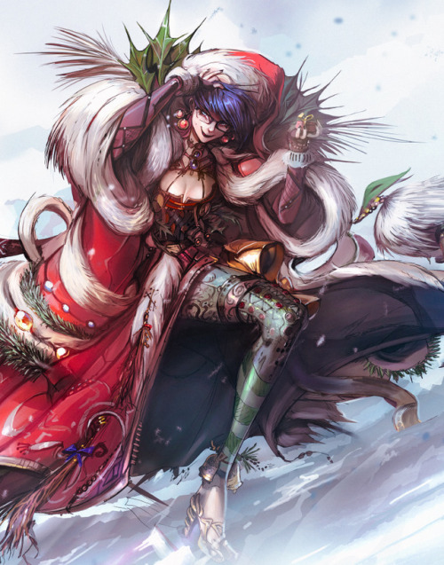 crappysketches: say what you will, I don’t care if this doesn’t reach anyone, because it sure didn’t on drawcrowd, but I really like my super trendy Christmas Bayo I drew in 2015. <3 <3 <3