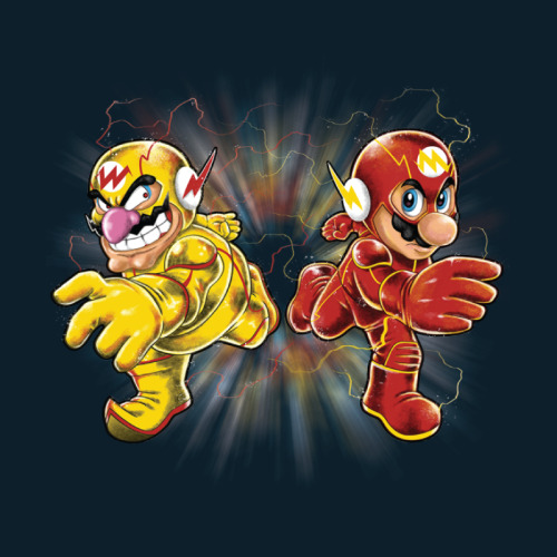 The Flash + Super Mario = Cisco’s next shirt!“Super Flashy Rivals” T-Shirt, by art