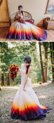 sixpenceee:  These dip-dyed wedding dresses are the amazing new trend! Here is where you can find more information and DIY. 