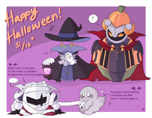 Halloween with the mirror crew!DMK didn’t wear a costume to the event so, Shadow wrapped him in toil