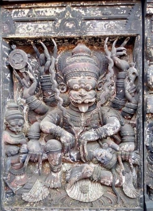 Narasimha, wood carving from Kerala temple