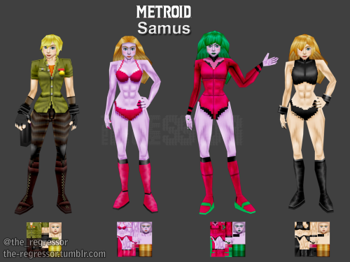 Zero Suit Samus All the Zero Suit Samus’ based off official art/renders/sprites from the games in lo