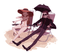 elvishness:  hades and persephone at the beach uwu 