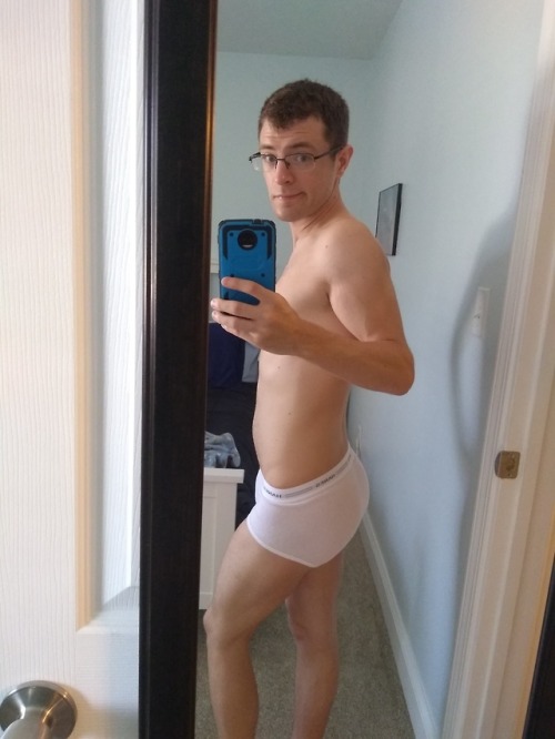 bikinithonglover:  Getting awfully close to 1000 followers. Not sure if these tightie-whities can contain my cock much longer…   If you want to buy a pair of my briefs, I sell for ů, shipping to included.