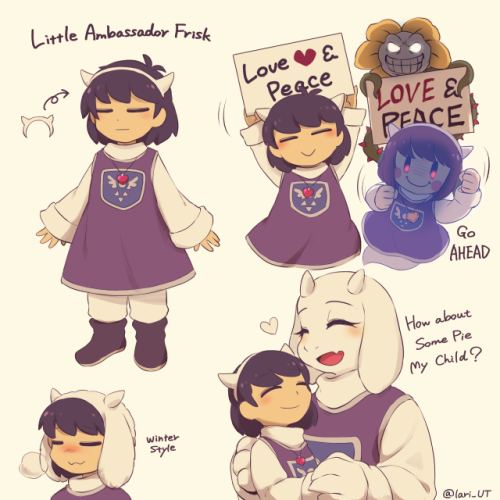 lari-lab:Little Ambassador Frisk doodles (＊just my headcanons…)