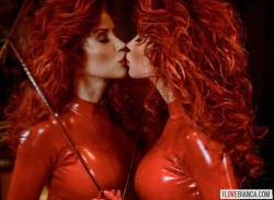 Kiss of death!  Who&rsquo;s next? 👄 www.ilovebianca.com #ilovebianca #biancabeauchamp #redhead #latex #fetish by biancabeauchampmodel