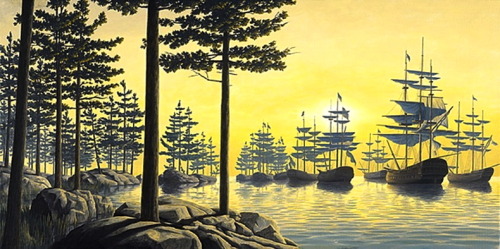 worldpaintings:  Rob Gonsalves (b. 1959) is a Canadian painter of magic realism with a unique perspective and style. He produces original works, limited edition prints and illustrations for his own books.After an introduction to Dali and Tanguy, Gonsalves