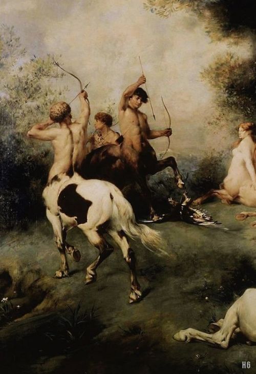 Detail : Centaurs. 1868.  Eugene Fromentin. French. 1820-1876. oil on canvas.  