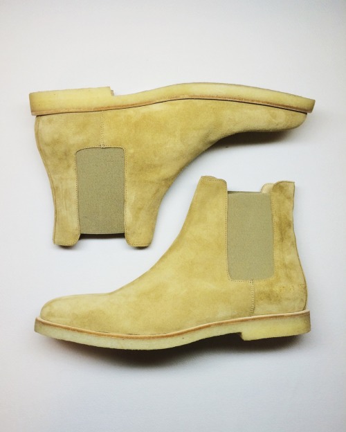 ericdaehan:  so stoked. first/only person in the world to have these Common Projects Tan Suede Chelsea Boots.   Releasing this season.  ericdaehan // Original Content Only.