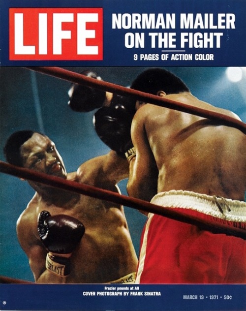 Frank Sinatra photographing Ali vs. Frazier I for LIFE magazine at Madison Square Garden, New York, 