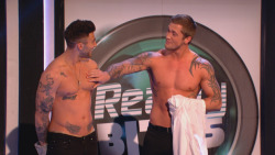 celebgosspb:Jake Quickenden and Dan Osborne strip and compare physiques on Reality Bites