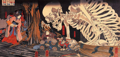 Gashadokuro (giant skeleton monster) umbrella by Gofukuya. They had already used this ukiyoe by Utag