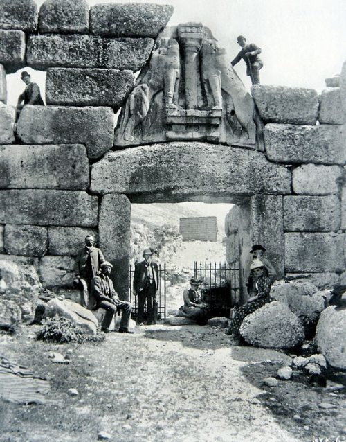 ancientorigins:The Lion Gate at Mycenae from a late 19th century photograph.