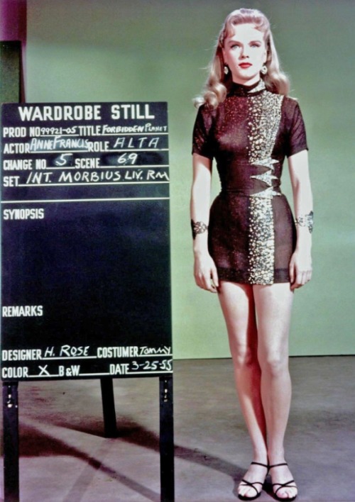 retropopcult:  Wardrobe test shot of Anne Francis for ‘Forbidden Planet’, 1955