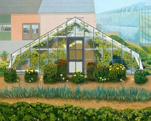 Greenhouse at the Gaag    -   Tiny van der Sar, 2004Dutch,b.1955-Oil on canvas,