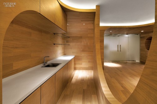interiordesignmagazine: Oak planks line the basement and tearoom of the Hongkun Museum of Fine Arts,