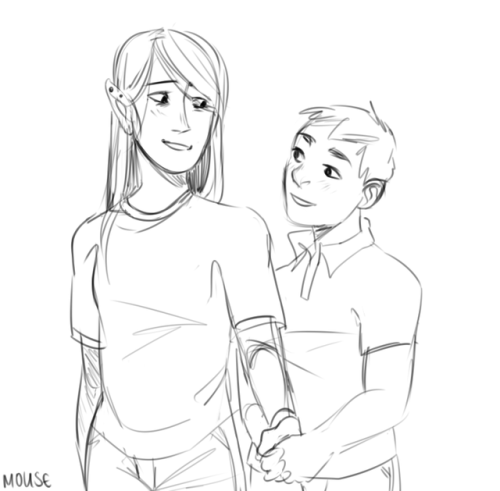 luftballons99:UNBURY YOUR GAYS [image description: a line drawing of Sloane and Hurley holding hands