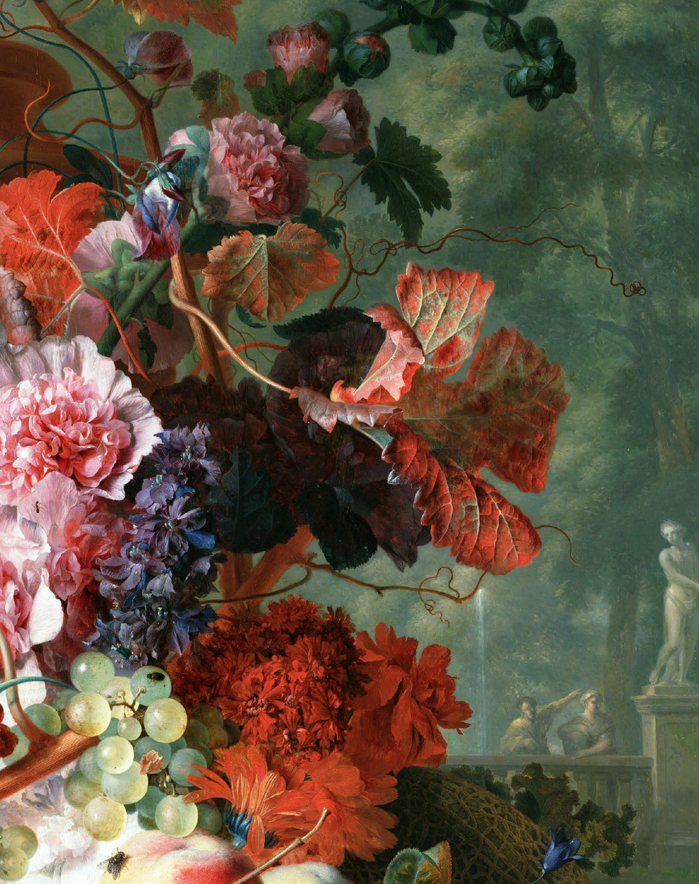 jaded-mandarin:  Jan van Huysum. Detail from Fruit and Flowers, 1722. 